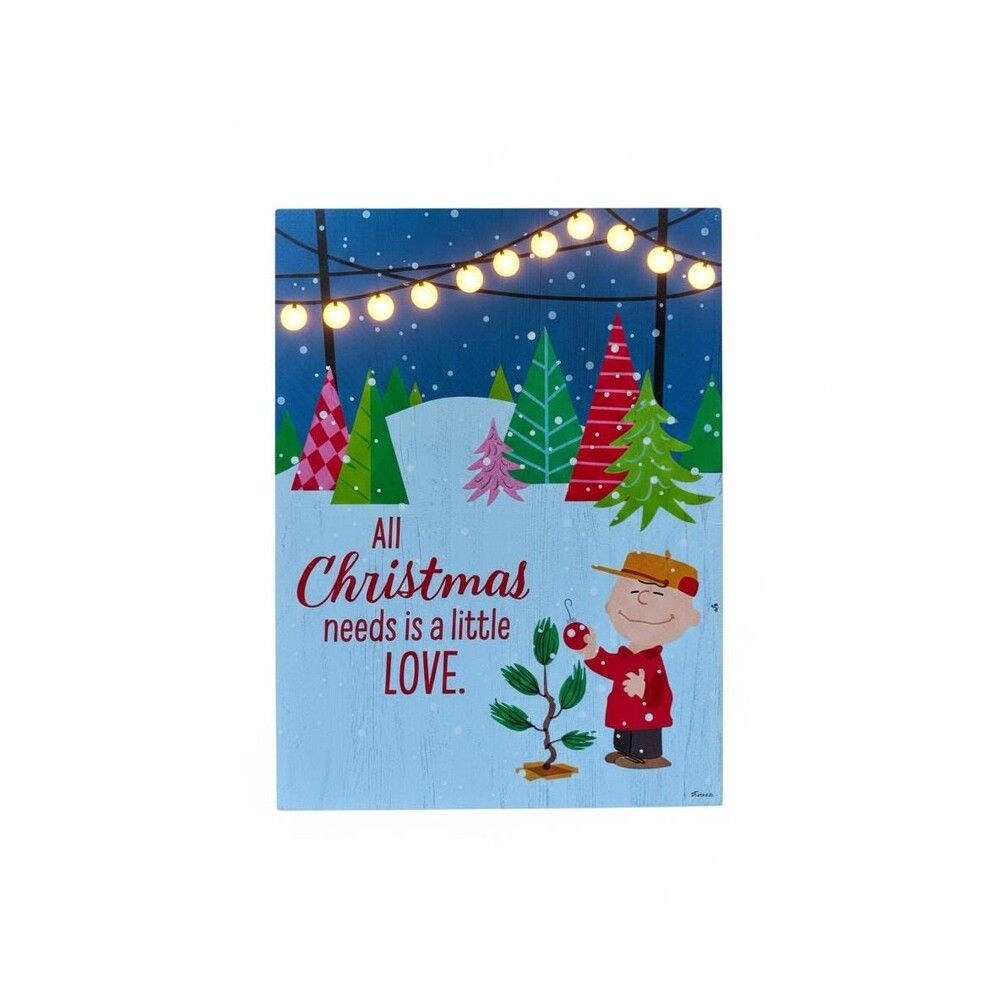 Hallmark LED Light Up PEANUTS ‘All Christmas Need Is Little Love’ Sign- WORKS